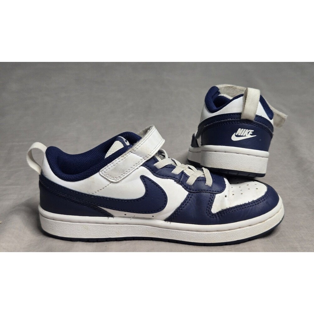 Nike Court Borough Kids 3Y Blue/White Low Top Sneaker Hook & Loop BQ5451-107